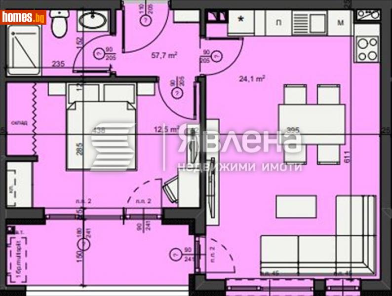 Двустаен, 66m² - Жк. Меден Рудник, Бургас - Апартамент за продажба - ЯВЛЕНА - 116485704