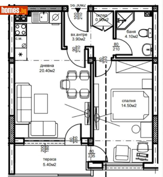Двустаен, 56m² - Жк Южен, Пловдив - Апартамент за продажба - Deluxe Homes - 116518129