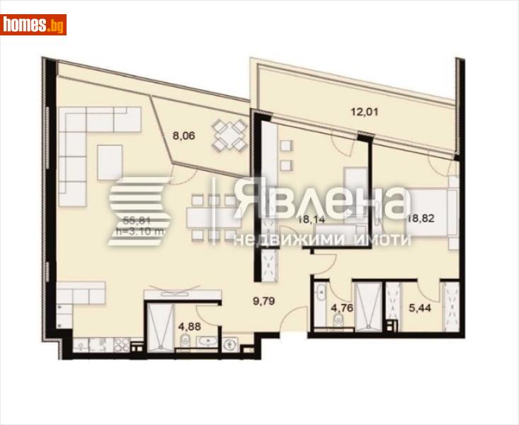 Тристаен, 178m² - Кв. Малинова Долина, София - Апартамент за продажба - ЯВЛЕНА - 116530906