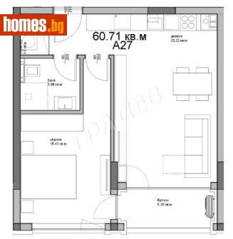 Двустаен, 60m² - Апартамент за продажба - 116540116