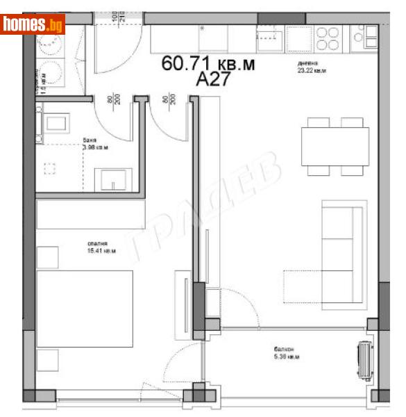 Двустаен, 60m² - Кв. Аспарухово, Варна - Апартамент за продажба - ГРАДЕВ ООД - 116540116