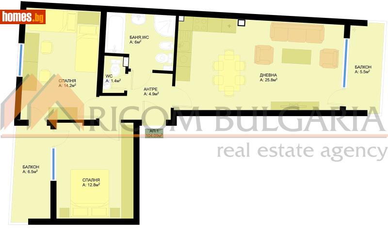 Тристаен, 104m² - Жк. Победа, Варна - Апартамент за продажба - РИКОМ БЪЛГАРИЯ ЕООД - 116559117
