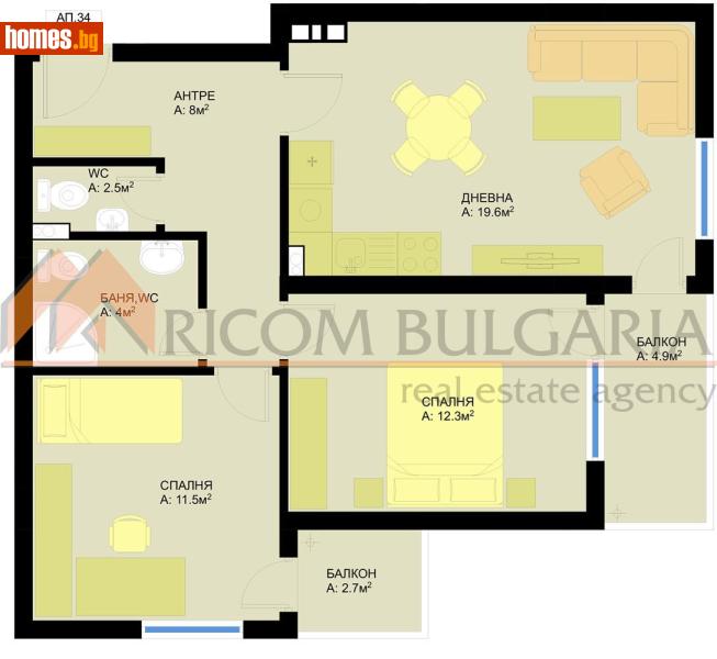 Тристаен, 93m² - Жк. Победа, Варна - Апартамент за продажба - РИКОМ БЪЛГАРИЯ ЕООД - 116559293