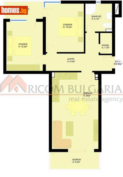 Тристаен, 105m² - Жк. Победа, Варна - Апартамент за продажба - РИКОМ БЪЛГАРИЯ ЕООД - 116559295