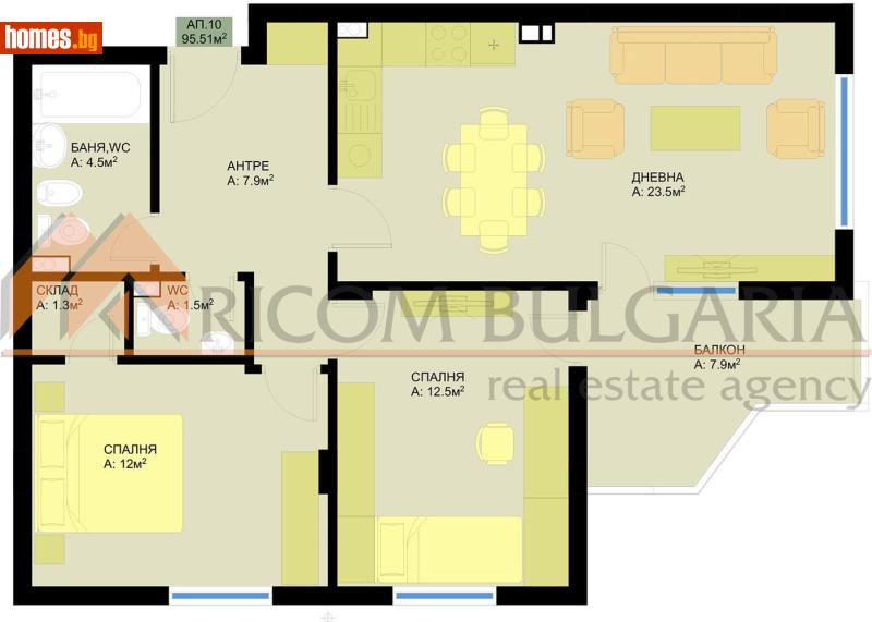 Тристаен, 96m² - Жк. Победа, Варна - Апартамент за продажба - РИКОМ БЪЛГАРИЯ ЕООД - 116559297