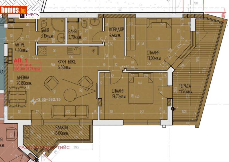 Тристаен, 130m² - Кв. Горубляне, София - Апартамент за продажба - Тракия Пропъртийс - 116592538