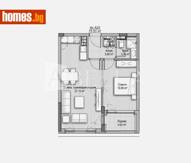 Двустаен, 75m² - Апартамент за продажба - 116600906