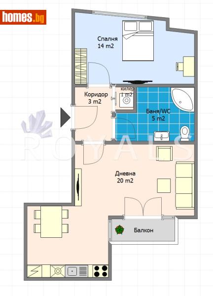 Двустаен, 67m² -  ЛК Тракия, Варна - Апартамент за продажба - РОЯЛС - 116604509