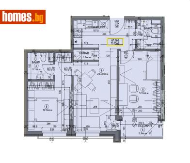 Тристаен, 90m² - Апартамент за продажба - 116654662