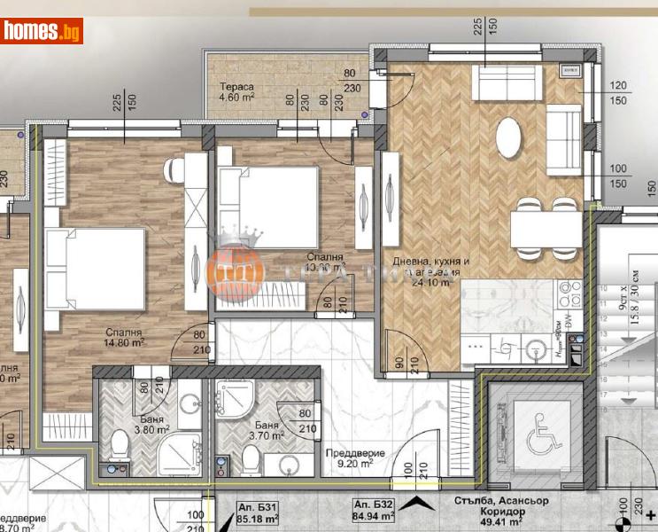 Тристаен, 103m² - Жк. Овча Купел 1, София - Апартамент за продажба - Тера Тиара - 116677111