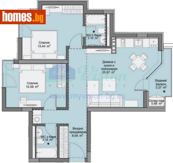 Двустаен, 105m² - Апартамент за продажба - 116736786