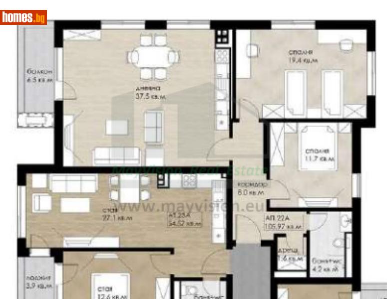 Тристаен, 125m² - Жк. Дружба 2, София - Апартамент за продажба - Myvision Real Estate - 116736832