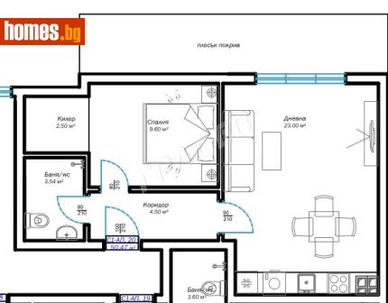 Двустаен, 51m² - Апартамент за продажба - 116738694
