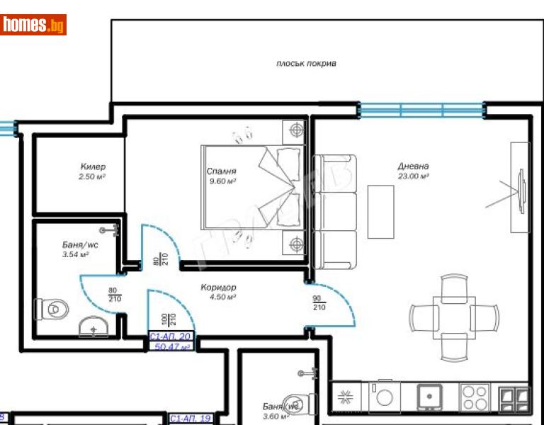 Двустаен, 51m² - Жк. Възраждане, Варна - Апартамент за продажба - ГРАДЕВ ООД - 116738694