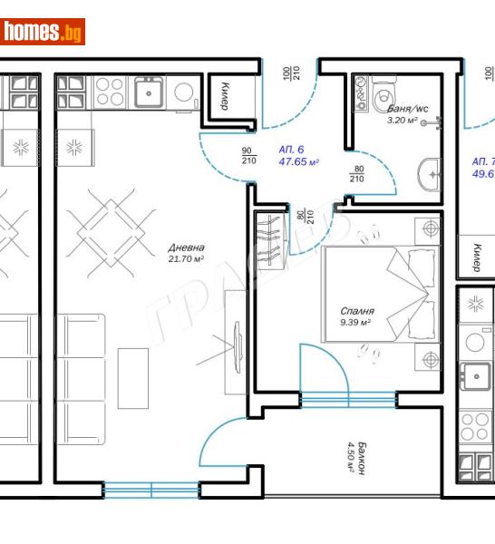 Двустаен, 48m² - Жк. Възраждане, Варна - Апартамент за продажба - ГРАДЕВ ООД - 116738700