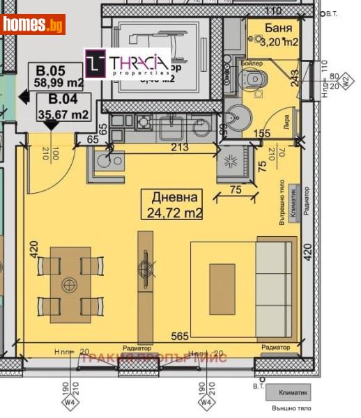 Едностаен, 43m² - Кв. Горубляне, София - Апартамент за продажба - Тракия Пропъртийс - 116744807