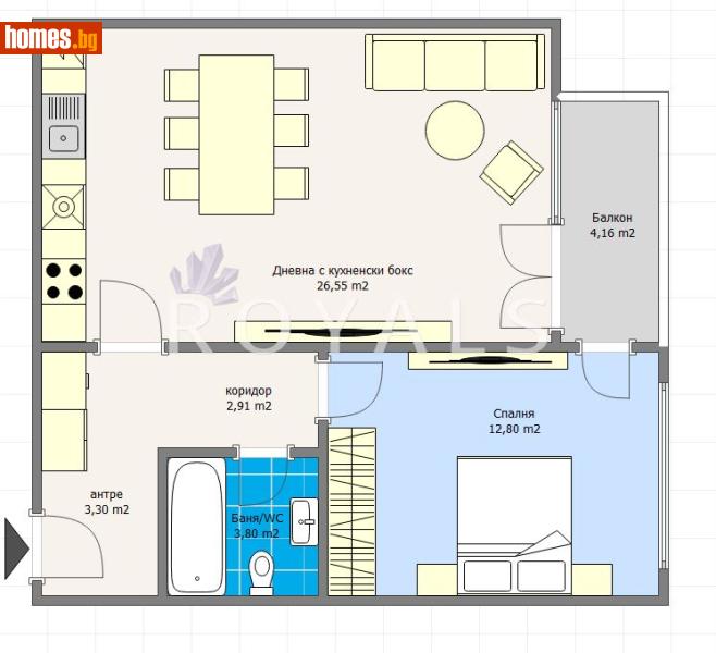 Двустаен, 75m² - Жк. Зона Б18, София - Апартамент за продажба - РОЯЛС - 116745226