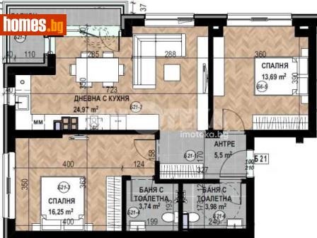 Тристаен, 104m² - Апартамент за продажба - 116754598