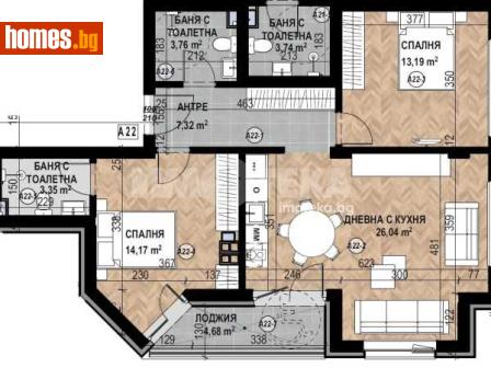 Тристаен, 99m² - Апартамент за продажба - 116754614