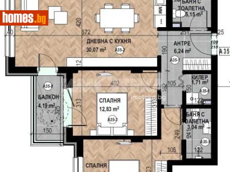 Тристаен, 103m² - Апартамент за продажба - 116754638