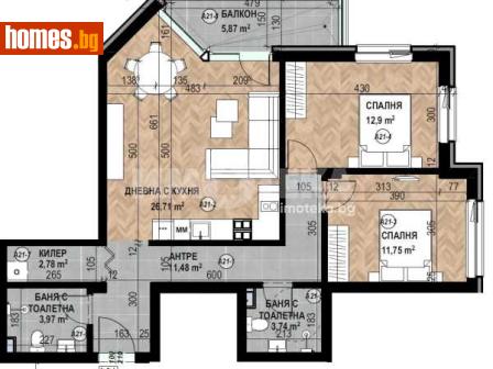 Тристаен, 107m² - Апартамент за продажба - 116754667