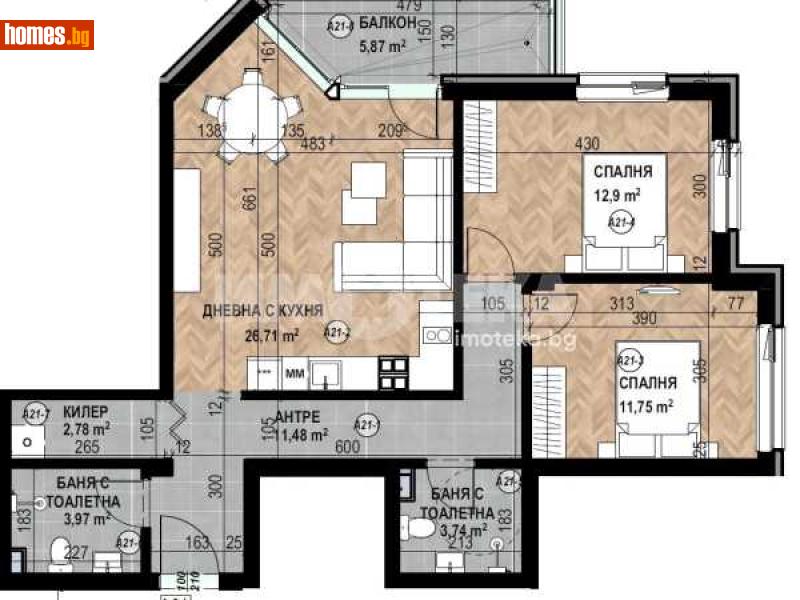 Тристаен, 107m² - Кв. Кръстова Вада, София - Апартамент за продажба - ИМОТЕКА АД - 116754667