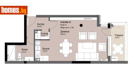 Едностаен, 64m² - Апартамент за продажба - 116768837