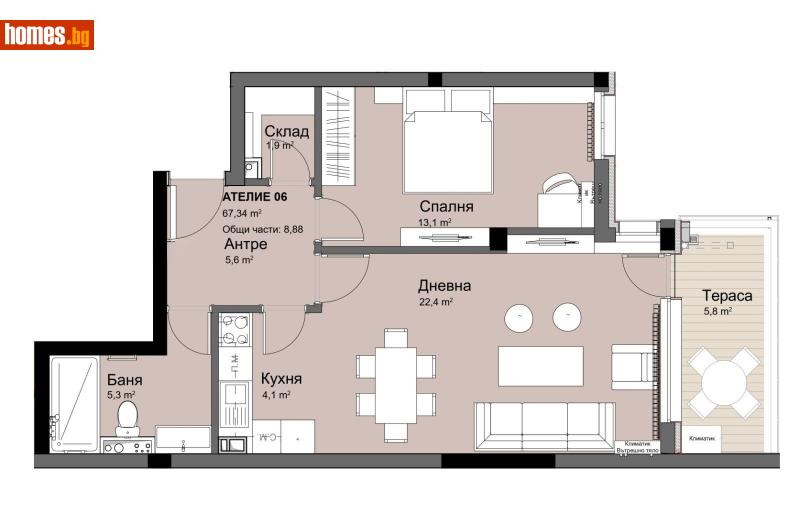 Двустаен, 77m² - Жк. Красно Село, София - Апартамент за продажба - Титан Пропъртис - 116768839