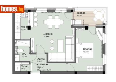 Двустаен, 70m² - Апартамент за продажба - 116768843