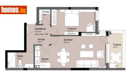 Двустаен, 76m² - Апартамент за продажба - 116768845