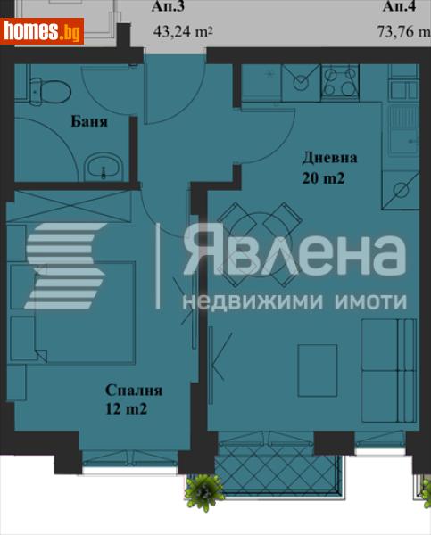 Двустаен, 54m² - Жк. Банишора, София - Апартамент за продажба - ЯВЛЕНА - 116794615
