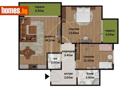 Тристаен, 95m² - Апартамент за продажба - 116829845