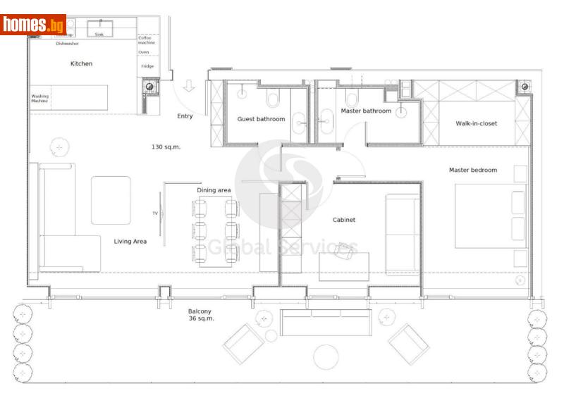 Тристаен, 117m² - Жк. Лозенец, София - Апартамент за продажба - Глобъл Сървисиз ООД - 116843847