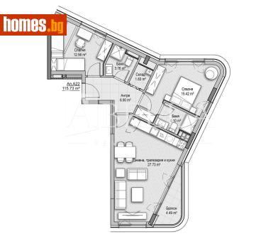 Тристаен, 115m² - Апартамент за продажба - 116898750