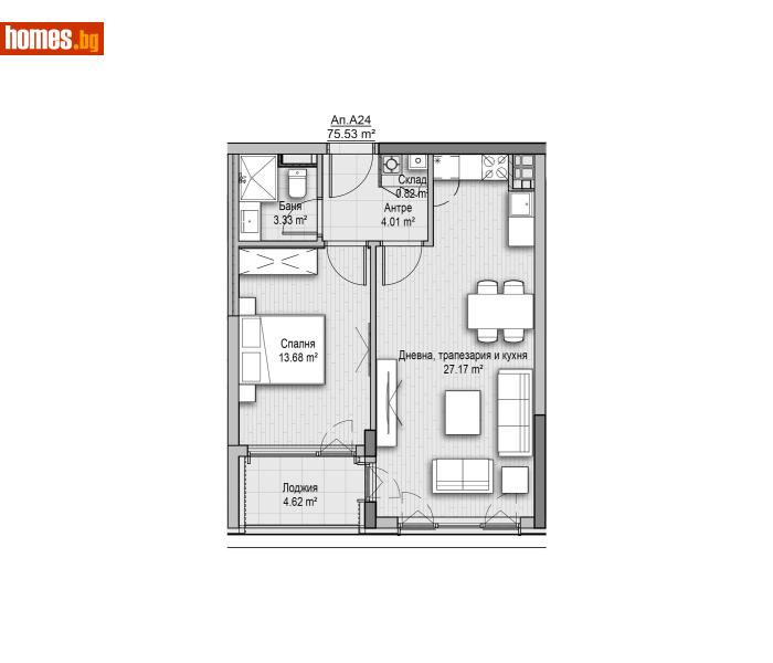 Двустаен, 75m² - Кв. Витоша, София - Апартамент за продажба - Абела - 116898751