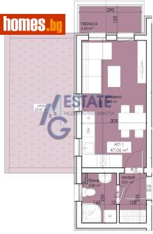 Едностаен, 47m² - Апартамент за продажба - 117016323