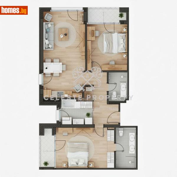 Тристаен, 82m² - Кв. Бояна, София - Апартамент за продажба - Celeste Property - 117036351