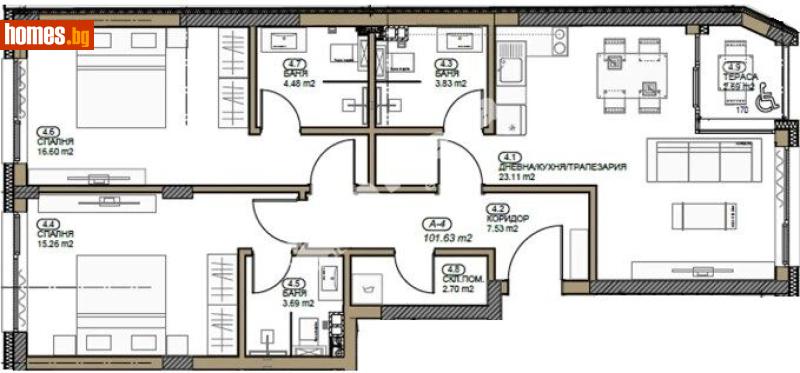 Тристаен, 142m² - Жк. Банишора, София - Апартамент за продажба - МИРЕЛА - 117168358