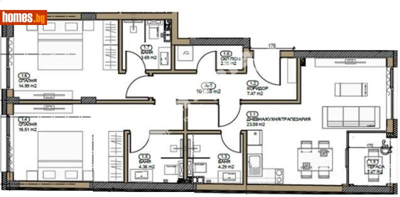 Тристаен, 137m² - Жк. Банишора, София - Апартамент за продажба - МИРЕЛА - 117168394