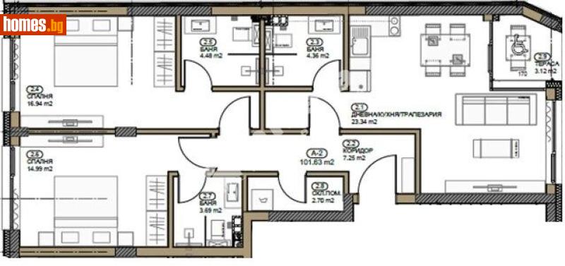 Тристаен, 142m² - Жк. Банишора, София - Апартамент за продажба - МИРЕЛА - 117168397