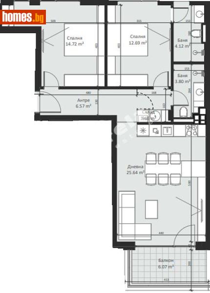 Тристаен, 110m² - Кв. Малинова Долина, София - Апартамент за продажба - МИРЕЛА - 117170499