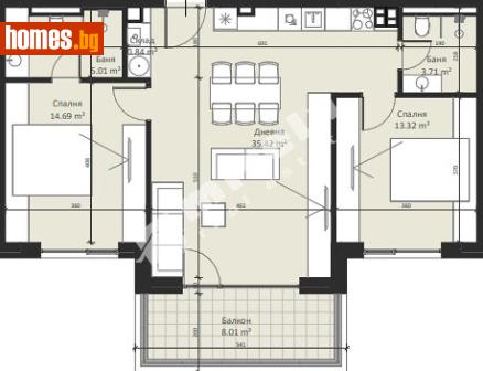 Тристаен, 113m² - Апартамент за продажба - 117170833