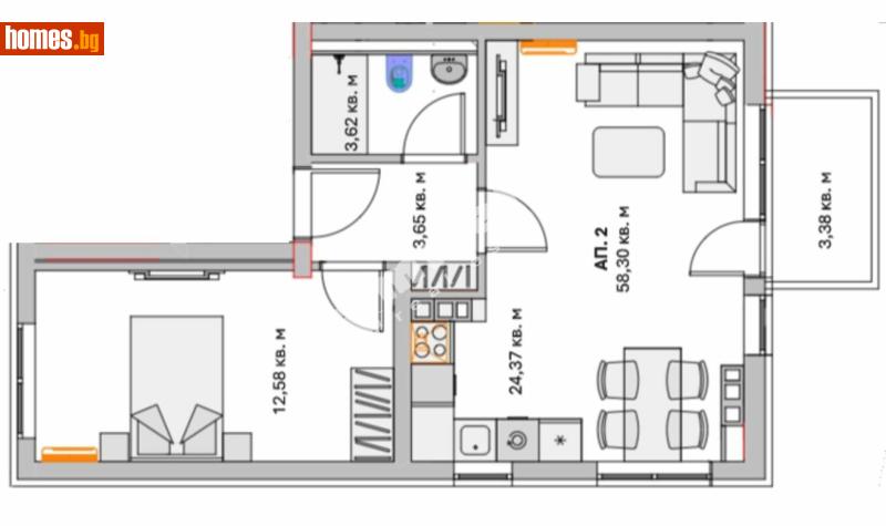 Двустаен, 76m² - Кв. Малинова Долина, София - Апартамент за продажба - МИРЕЛА - 117171380