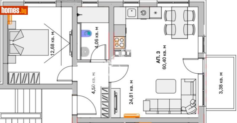 Двустаен, 76m² - Кв. Малинова Долина, София - Апартамент за продажба - МИРЕЛА - 117171384