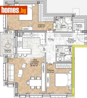 Тристаен, 115m² - Апартамент за продажба - 117171403