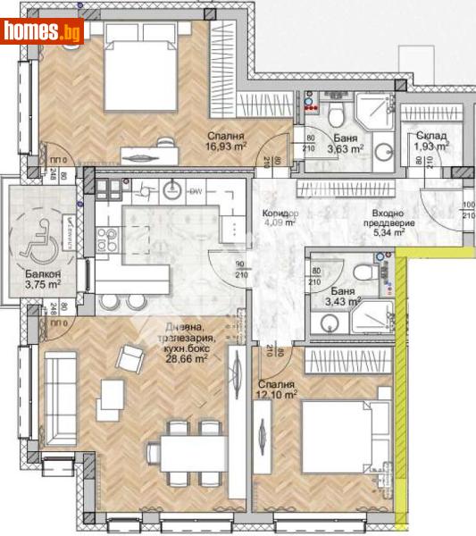 Тристаен, 115m² - София, София - град - Апартамент за продажба - МИРЕЛА - 117171403