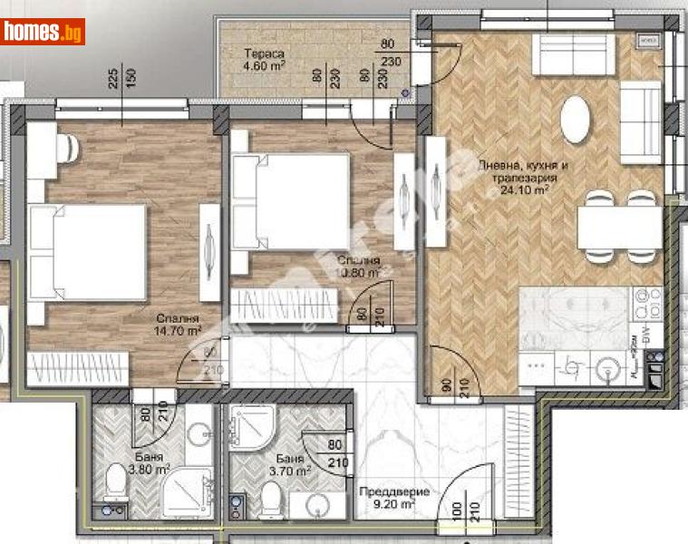 Тристаен, 84m² - София, София - град - Апартамент за продажба - МИРЕЛА - 117172271