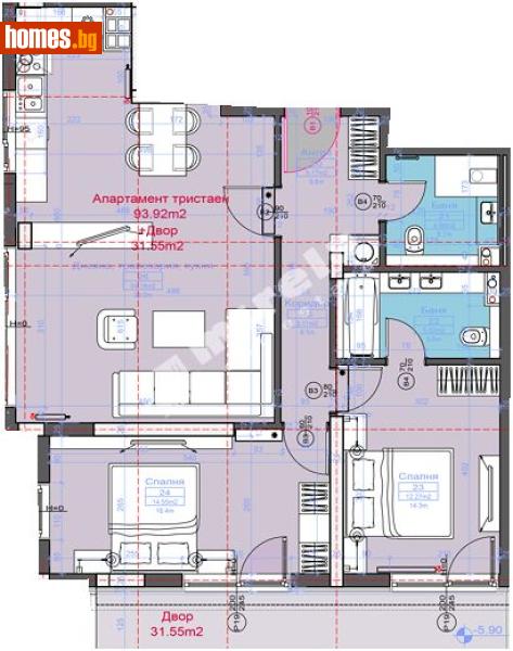 Тристаен, 105m² - Кв. Бояна, София - Апартамент за продажба - МИРЕЛА - 117172968