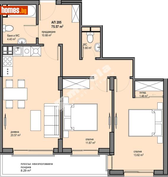 Тристаен, 88m² - София, София - град - Апартамент за продажба - МИРЕЛА - 117173650