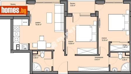 Тристаен, 88m² - Апартамент за продажба - 117174381